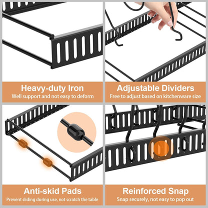 Pot and Pan Lid Organizer Holder Storage Rack, Black3