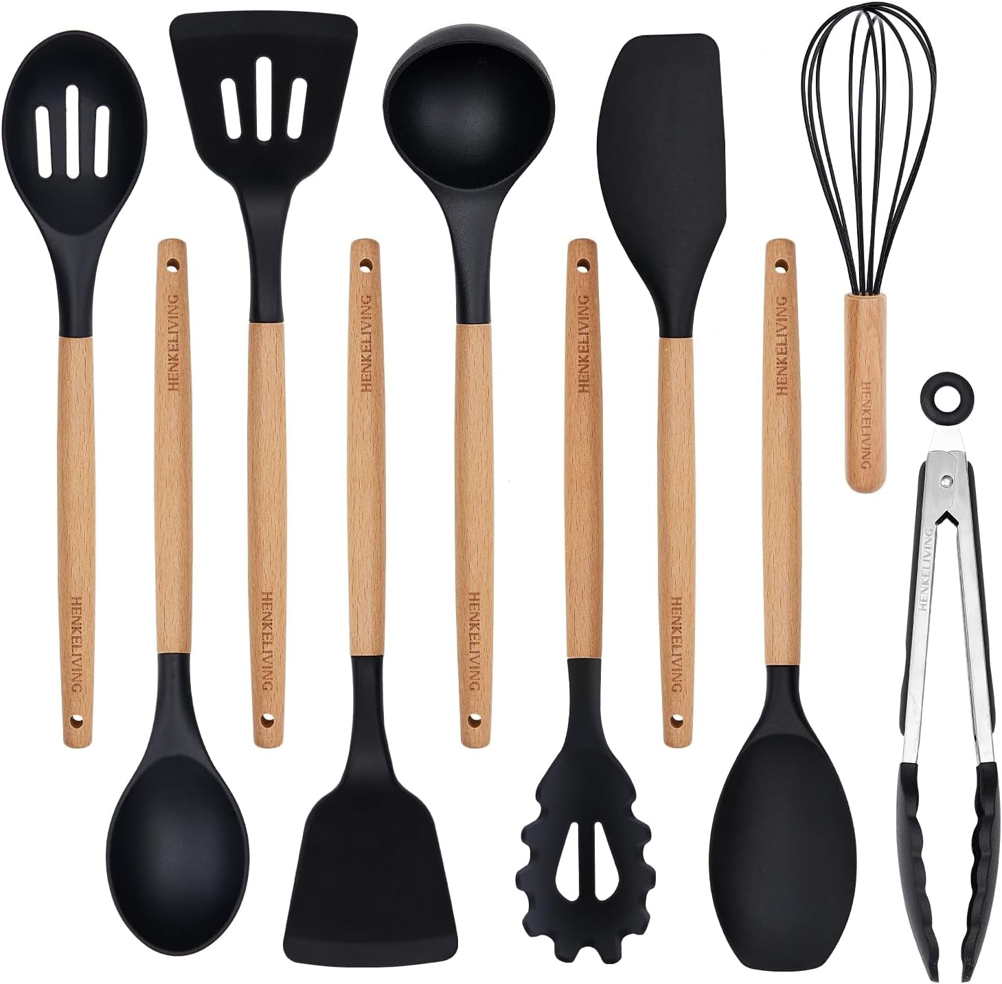 silicone-10-pcs-kitchen-cooking-utensils-set-recycled-materials-certification-bpa-free-spatula-set-with-heat-resistant-wood-handles-for-nonstick-cookware-black
