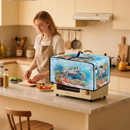 Turtle Design Heavy Duty Large Toaster Oven Cover Polyester Dust Protector Air Fryer Microwave Bread Machine Kitchen Countertop L, 22.5X18.5X12.99 Inches3