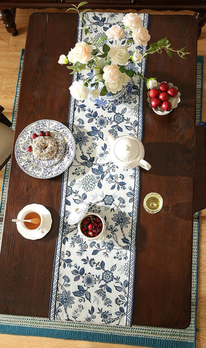 Designer French Linen Small Table Runner,63"X12"-Suqing A8