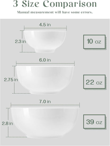 22 OZ White Ceramic Bowls Set of 4 - Perfect for Soup Bowls for Kitchen, Cereal Bowl, Ramen Bowl, Microwave Safe for Oatmeal, Fruit,Salad and Rice Bowl - Dishwasher & Microwave Safe9