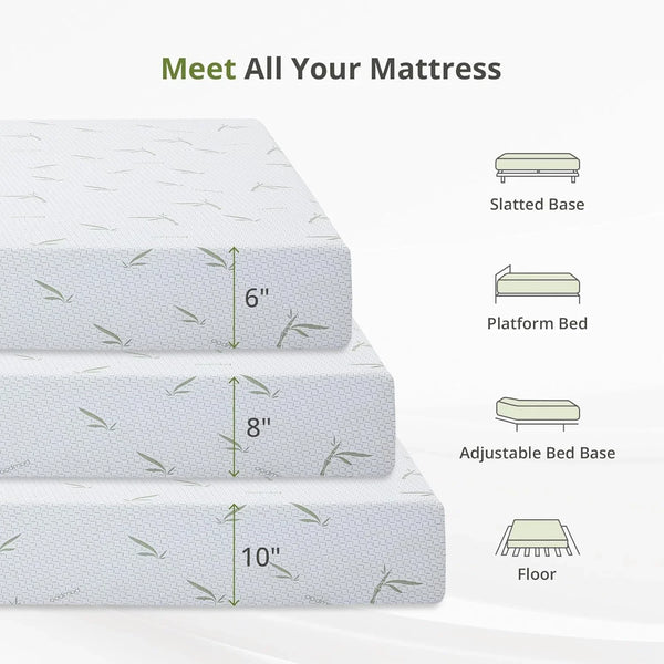EGOHOME 8 Inch Twin Mattress Medium Firm, Green Tea Memory Foam Mattress | Cooling Green Tea Gel, Washable Removable Cover, Pressure Relief, Bed in a Box, Fiberglass Free, Certipur-Us Certified7