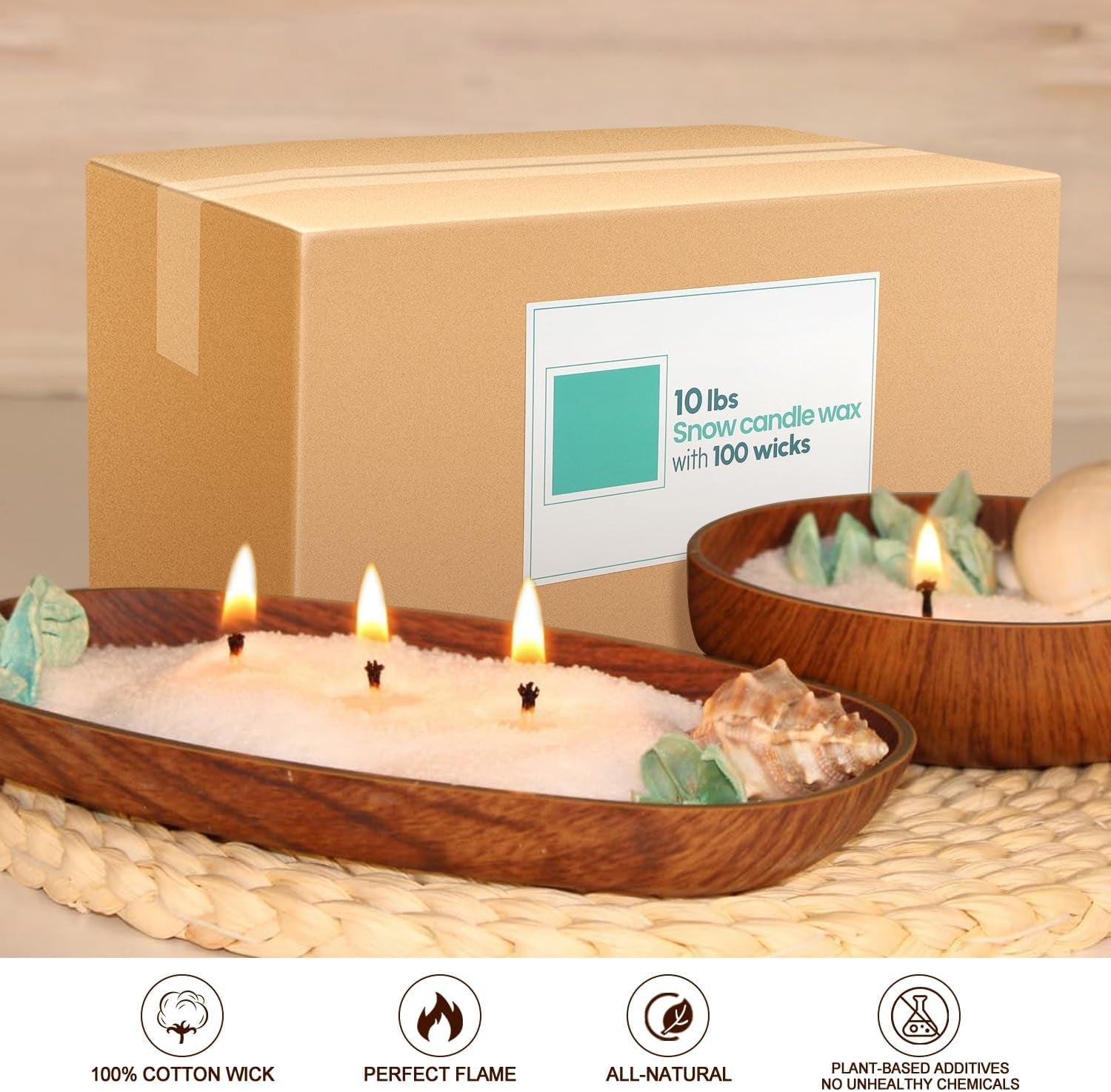 10-lb-pearl-wax-sand-diy-set-with-100-wicks-reusable-continuous-burning-unscented-candle-powder-designed-for-handmade-candles-wedding-celebrations-and-party-decorations