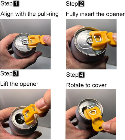 Soda Can Opener Set, 10PCS Easy Tab Opener and Drink Protector with Reusable Complete-Cover Plastic Can Toppers, Fits Coke, Beer & Aluminum Beverage Cans, 5 Colors Lids for Party, BBQ, Camping6