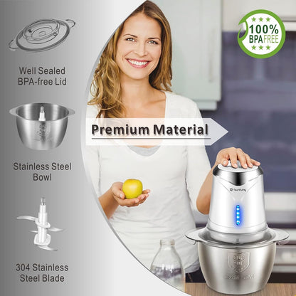 Cordless Food Processor, 5-Cup Stainless Steel Wireless Chopper W/ 2 Speeds | 6000Mah Rechargeable Battery, Fast Powerful Chop, Dishwasher-Safe, Small Electric Vegetable Meat Blender, Portable Mini Mixer7