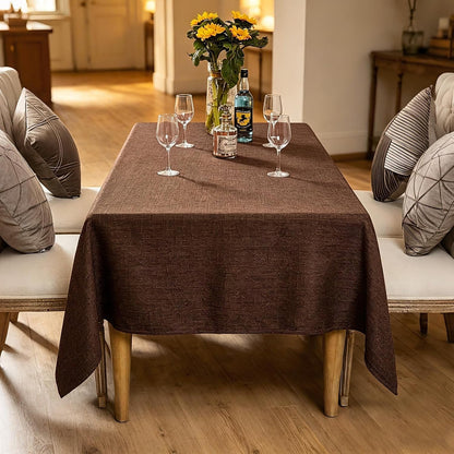 Brown Tablecloth Rectangular 55X71 Inch Waterproof Wipeable3