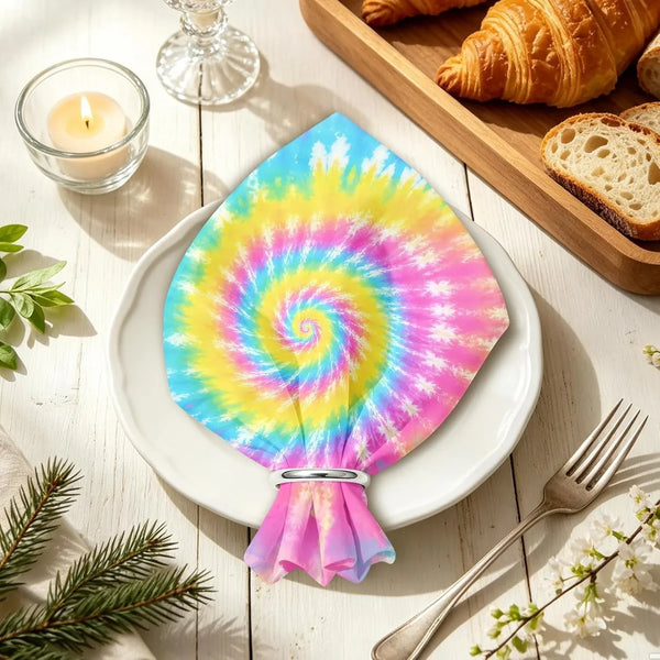 Rainbow Tie Dye Cloth Napkins Set of 4, 18X18 Inch Washable Reusable Dinner Napkins, Colorful Swirl Table Decor Napkins for Birthday Party, Holiday Dining & Kitchen Decor3