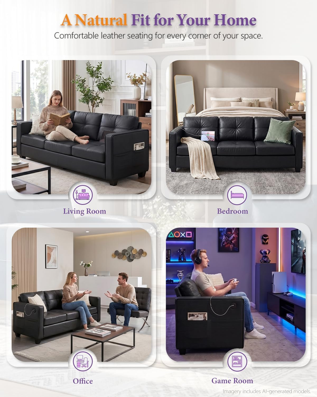 88-black-faux-leather-couch-with-usb-3-seater