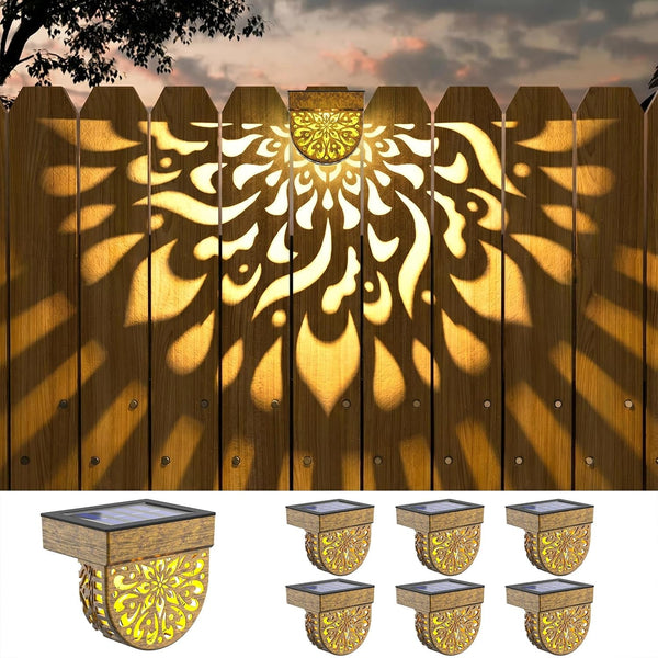 Solar Fence Lights 6 Pack Solar Deck Step Wall Lights Outdoor Waterproof LED Decorations Warm Yellow Light Decorative Lighting for Garden, Front Door, Backyard (Bronze)1