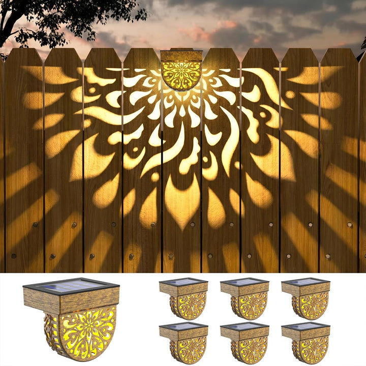 Solar Fence Lights 6 Pack Solar Deck Step Wall Lights Outdoor Waterproof LED Decorations Warm Yellow Light Decorative Lighting for Garden, Front Door, Backyard (Bronze)