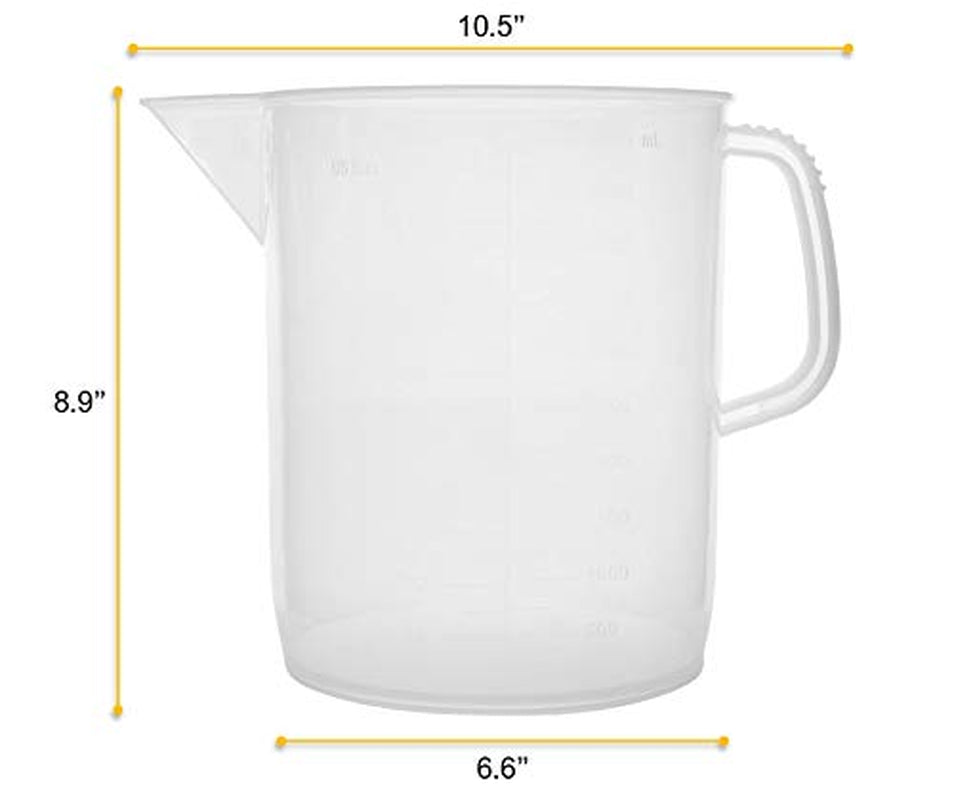 measuring-jug-5000ml-5-liter-short-form-polypropylene-plastic-molded-graduations-chemical-resistant-autoclavable-handle-for-convenient-lifting-pitcher-large-measuring-cup