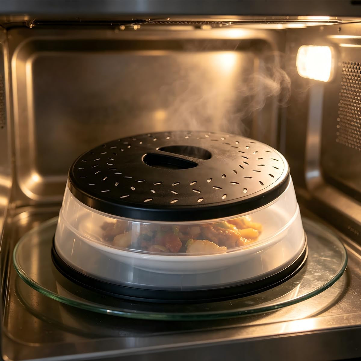 small-collapsible-microwave-splatter-cover-gray-8-in-microwave-plate-cover-with-steam-vent-bpa-free-silicone-plastic