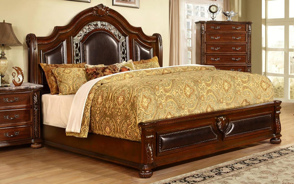 Bessy Traditional Wood Bed Frame, Cherry - King2