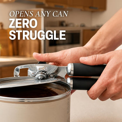 Heavy Duty Stainless Steel Can Opener Manual with Bottle Opener - Rust Proof Manual Can Opener with Turn Knob & Comfy Soft Grip Handles - Black5
