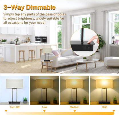 16’’ Table Lamp for Bedroom, Bedside Nightstand Lamp with LED Bulb2