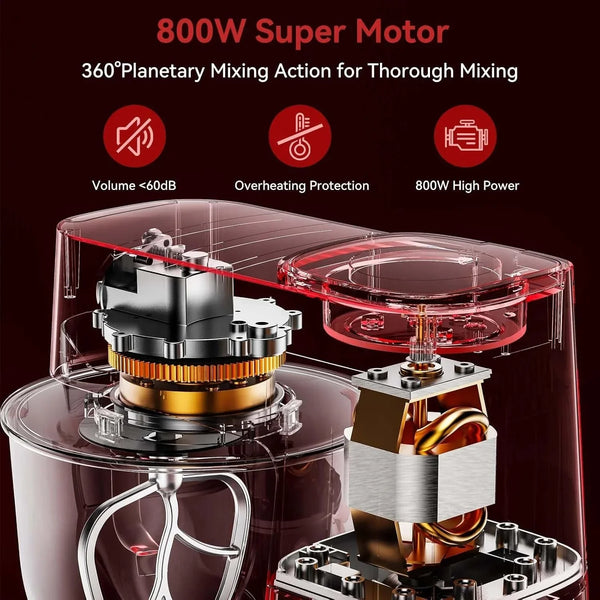 7.4 QT Kitchen in the Box Stand Mixer for Baking, Electric Spiral Mixer with Dough Hook, Cake Mixer with Bowl Stand & Beater, 800W/12-Speed Tilt-Head Food Mixer | Electric Spiral Mixer with Dough Hook, Wire Whip & Beater ,800W 12-Speed Tilt-Head Food Mixer, Grey7