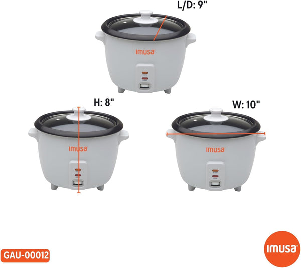 USA GAU-00012 Electric Nonstick Rice Cooker 5-Cup (Uncooked) 10-Cup (Cooked), White | Nonstick Removable Pot, Serving Spoon and Measuring Cup, Ideal for Oatmeal, Great for Small Kitchens8