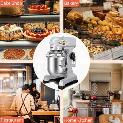 15Qt Commercial Mixer, Commercial Food Mixer 3 Adjustable Speeds with Timing Function, Heavy Duty Stand Mixer with Stainless Steel Bowl for Bakery Pizzeria Bread Dough (Upgraded)9