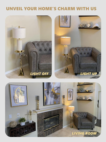 Touch Bedside Table Lamps with 2 USB for Bedroom Living Room, 25'' | Nightstand Lamps Set of 2, 3 Way Dimmable with 2 Bulbs, Durable White Ceramic, Farmhouse & Modern Style for Side Table2