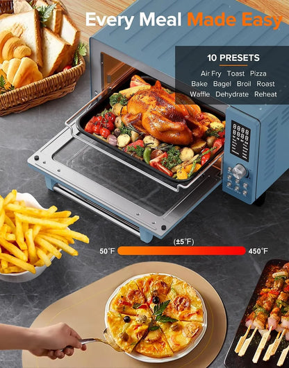 Bravo Pro Smart Air Fryer Toaster Oven Countertop Combo | 10-In-1 Cooking Functions, 1800W, 50-450°F, 21-Qt, Pfas-Free, Upgraded Super Convection, Cozy Blue3