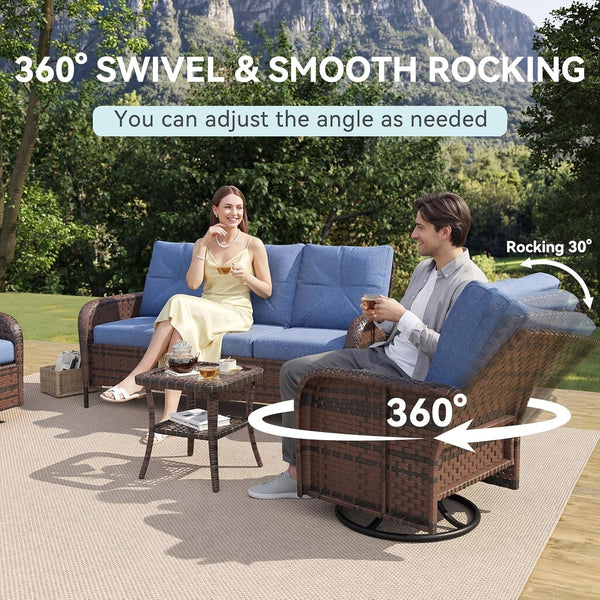 7 Piece Outdoor Patio Furniture Set for Backyard, Navy Blue4