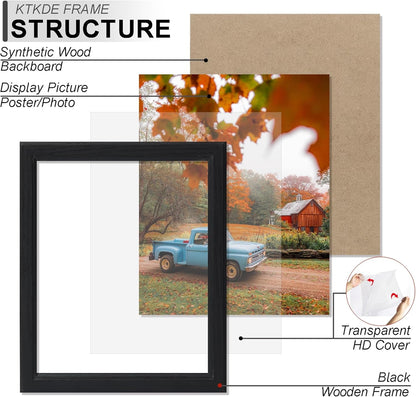 8X10 Picture Frame Set of 3, Wooden Frames Black, Vertical & Horizontal Wall Hanging for Wall or Tapletop Display,Studio Gallery Photo Frame for Photos, Posters & Art Prints2