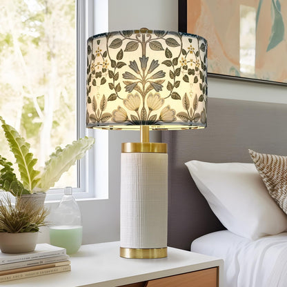 Lamp Shades Set of 2, Blue Floral Drum Shades, 13 X 13 X 10 Inch | Spider Fitter, Assembly Required, Durable Fabric with Metal Frame, Fits Table and Floor Lamps8