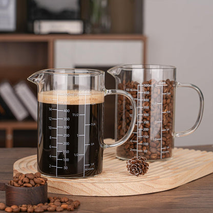 500ML 2 CUP Glass Measuring Cup with Handle, High Borosilicate Glass Three Scales (OZ, Cup, ML/CC for Kitchen or Restaurant Easy to Read2
