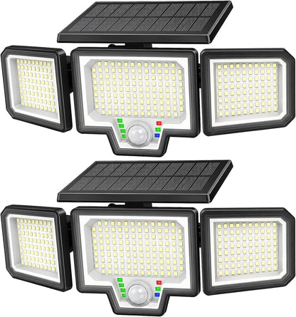 Solar Motion Sensor Lights Outdoor, 3000LM 282 Leds Security Lights, 2 Pack1