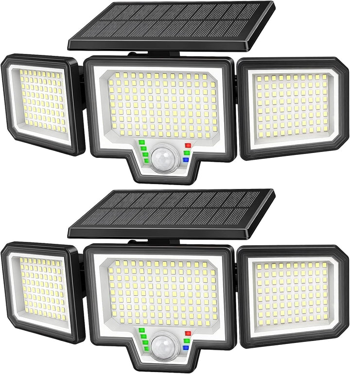 Solar Motion Sensor Lights Outdoor, 3000LM 282 Leds Security Lights, 2 Pack