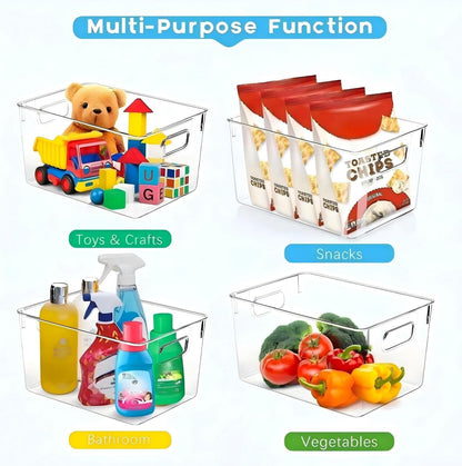 Set of 8 Clear Plastic Storage Bins, 4 Large and 4 Small Stackable Storage Containers for Pantry Organization and Kitchen Storage Bins,Home Edit and Cabinet Organizers3