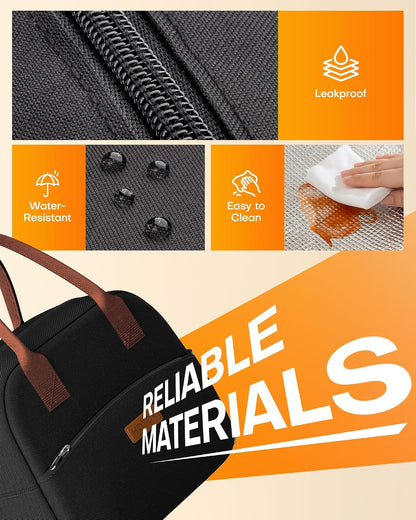 Lunch Bag Women Men Insulated Lunch Box Black 10L5