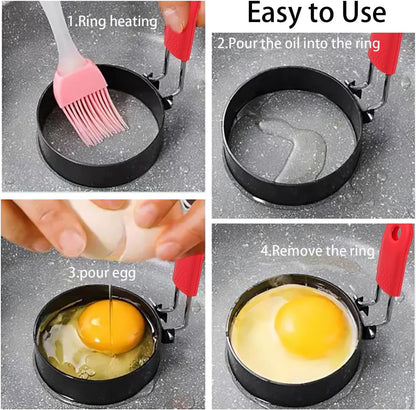 3.5" Egg Rings Set of 2 with Silicone Handle, round Mold for English Muffins,Pancake Mold for Indoor Camping Breakfast Sandwiches Egg Mcmuffins3