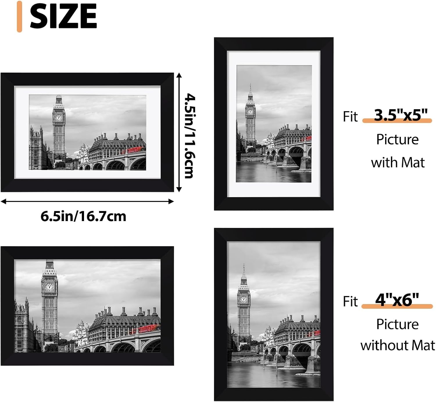 4x6-picture-frame-set-of-6-with-plastic-cover-pvc-black