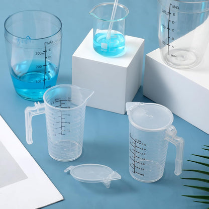 100Ml Plastic Graduated Beaker, 2 Pack Liquid Measuring Cup with Handle with Lid, Measuring Pitcher Measure Containers for Liquid Mixing, Pet Food, Motor Oil, Laboratory, Kitchen6