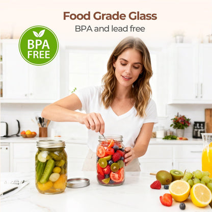 32 Oz Wide Mouth Mason Jars 2 Pack Large Glass Jars with Lids | Bpa-Free Materials, Quart Size, Chunky Salsa, Canning Pickling Sauce, Meal Prep Salad, Sourdough, Jam Jelly, Meal Prep7