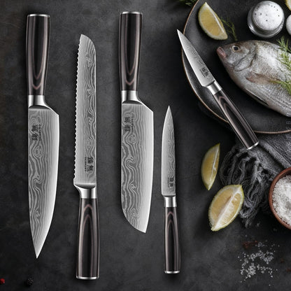 5-Piece Kitchen Knife Set | High-Carbon Stainless Steel, Chef Knives, Pakkawood Handles, Gift Box3