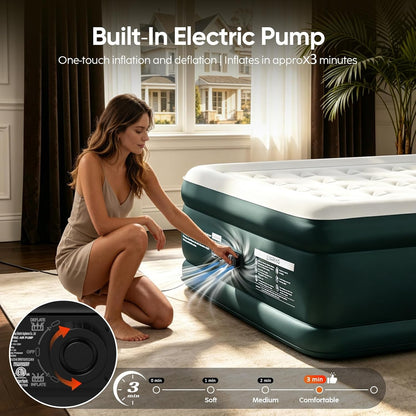Queen Air Mattress with Built-In Pump, 18" Raised for Home and Travel5