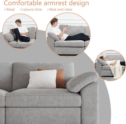 Oversized L Shape Sectional Modular Sofa,Wide Deep Seat Sectional Sofa,Comfortable Grey Cloud Modular Sofa5