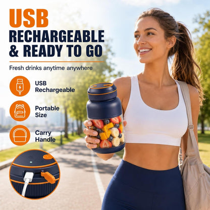 Portable Wireless Juicer Cup 45OZ Rechargeable Cordless Blender | 38 Blade Cutting System USB Charging Double Lid Design Smoothies Protein Shakes Fruits Vegetables Travel Use3