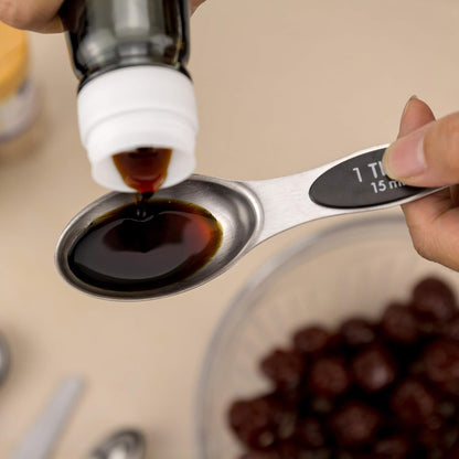 Measuring Cups and Magnetic Measuring Spoons Set, Stainless Steel 5 Cups and 7 Spoons (Black)6