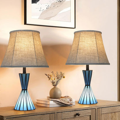Set of 2 Table Lamps for Bedroom 3-Way Dimmable 21'' Bedside Table Lamps with 13 Inches Linen Shades for Living Room Bedroom Office Hotel Study Room2