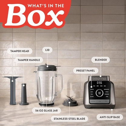 Countertop Blender – 8 Blend Programs, 4 Speeds, Pulse and Manual Mode, 56Oz Pitcher, Digital Display with Integrated Timer, Round-Plated Tamper, Dishwasher-Safe Parts8