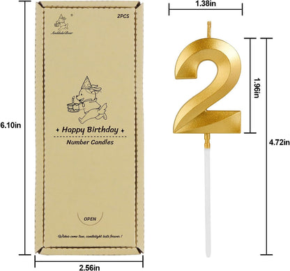 Birthday Candles, 1.96 Inch Number 12 Happy Birthday Candles, Number Candles Decoration for Birthday Party and Anniversary Celebration(Champagne Gold)3