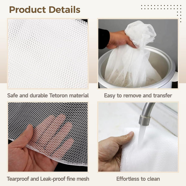 4 Pcs Rice Net, 43.3"×39.4" Sushi Rice Cooking Net, Non-Stick Fine Mesh Rice Cooker Napkins, Tetoron Rice Nets, Cooking Steam Cloths for Homes, Restaurants, Camping5