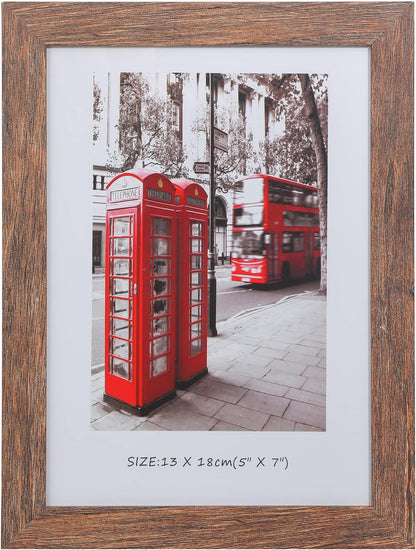 5X7 Picture Frames Set of 10, Wooden Picture Frame Set with Display Box, Rustic Style Antique Brown Wood Grain Photo Frame Suitable for Desktop Display and Wall Decoration.4