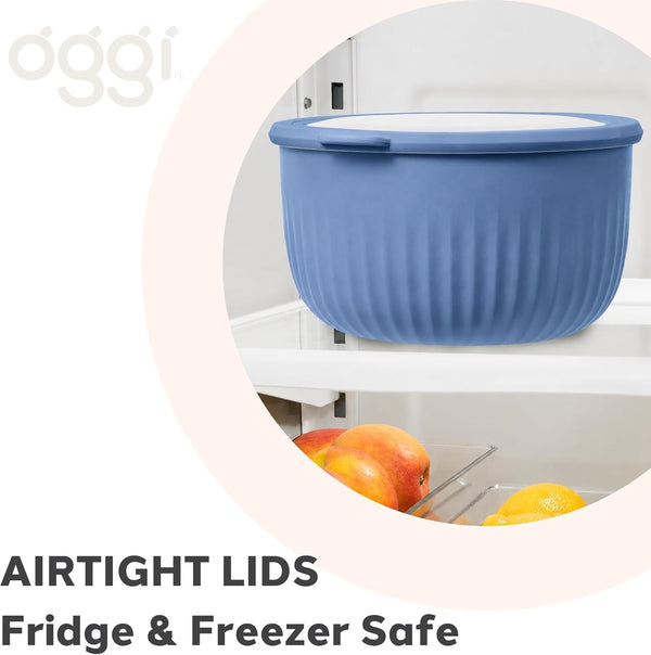 Oggi Set of 4 Prep, Store & Serve Plastic Bowls - W/See-Thru Lids- Dishwasher, Microwave & Freezer Safe, (0.7, 1.4, 2.6, 4 Quarts) - Multicolor4