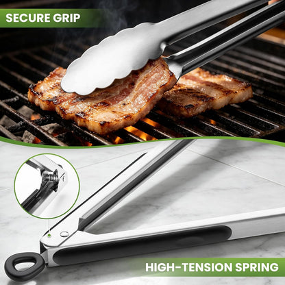 Grill Tongs, 17 Inch Extra Long Stainless Steel BBQ Tongs (17", 1PC) | for Cooking/Serving/Grilling | Heat-Resistant | Dishwasher Safe2
