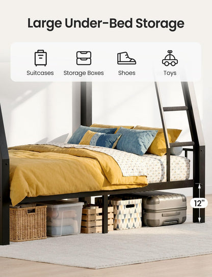 Full XL over Queen Bunk Bed, Metal Frame with Safety Guardrails & Ladder6