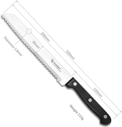 8-Inch Serrated Bread Knife, Premium Stainless Steel Blade with Wave Edge, Full Tang Handle, Razor Sharp Knife for Bread, Durable Professional Kitchen Knife2